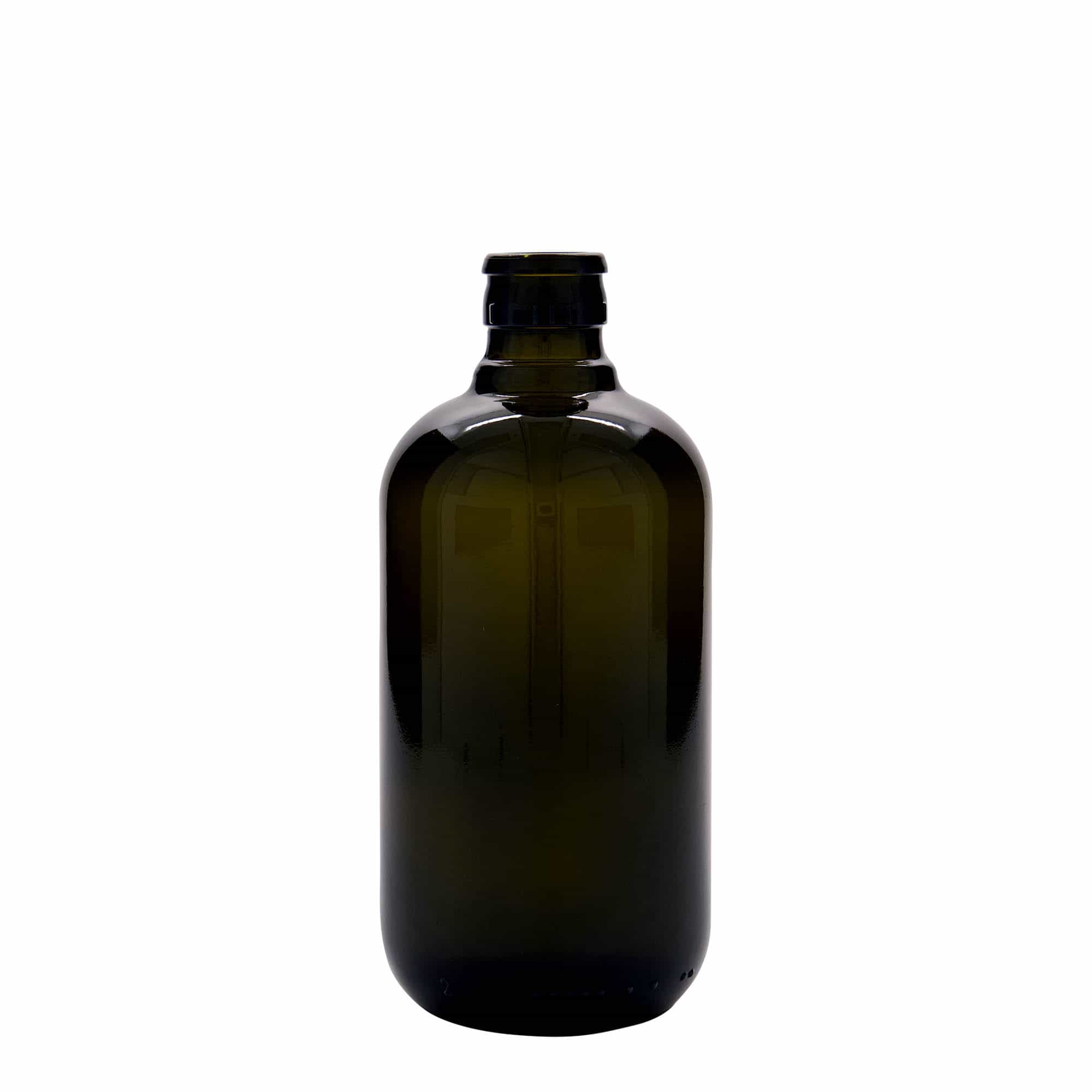 500 ml vinäger-/oljeflaska 'Biolio', glas, antikgrön, mynning: DOP