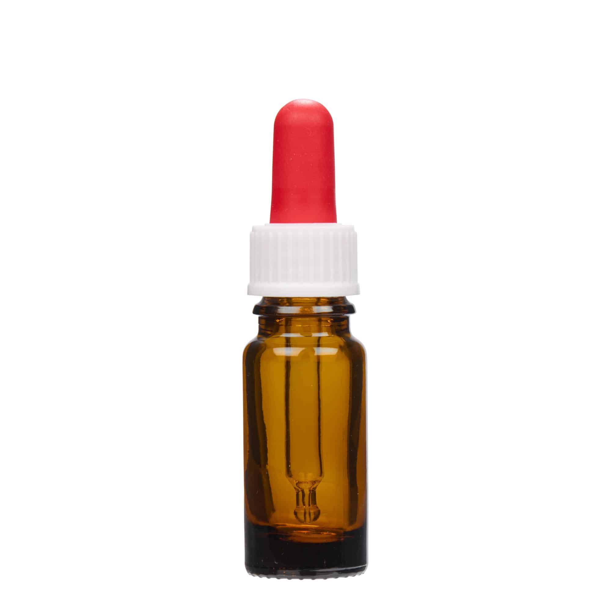 10 ml flaska med pipett, medicin, glas, brun, mynning: DIN 18