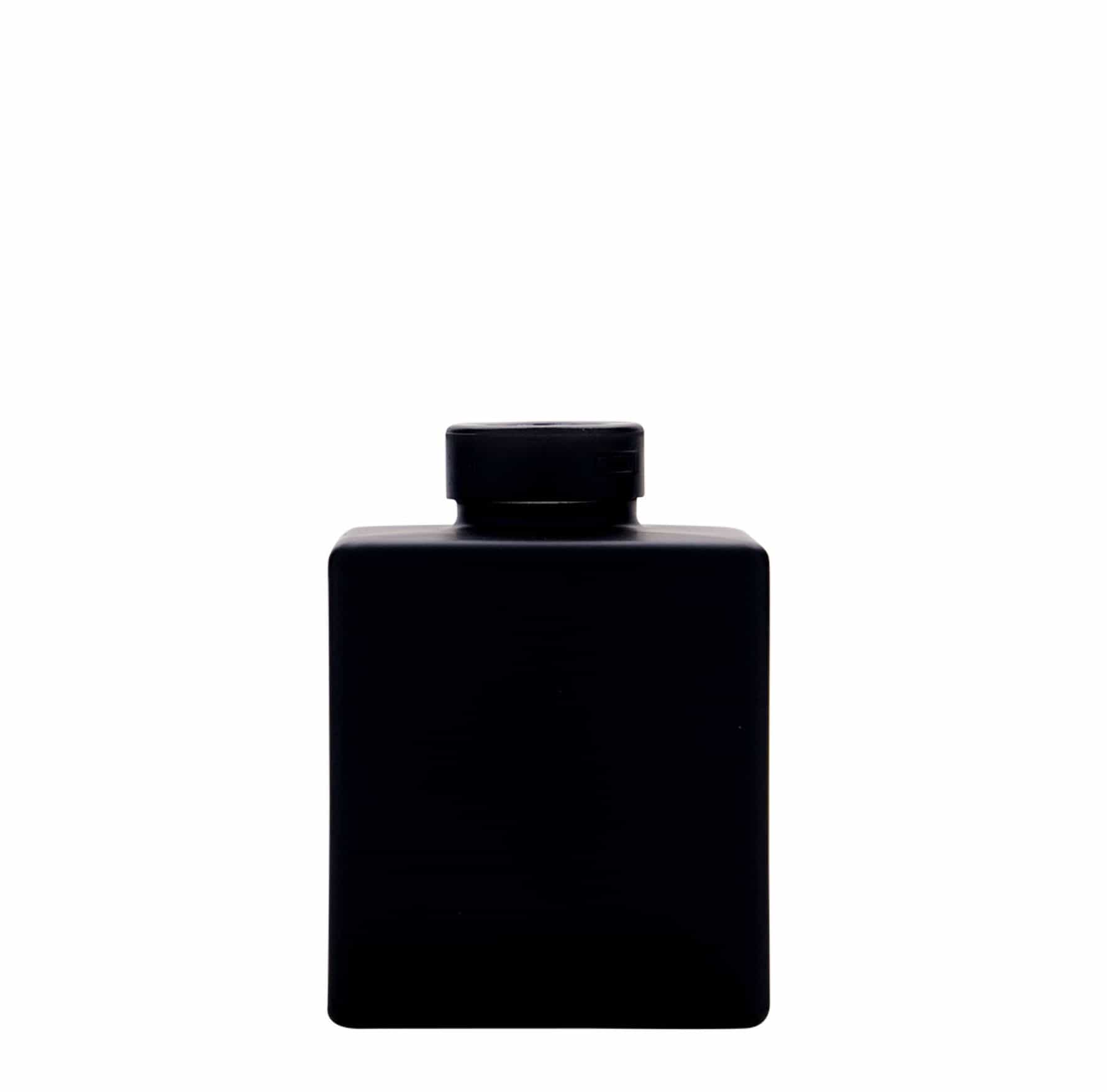 500 ml glasflaska 'Cube', kvadratisk, svart, mynning: kork