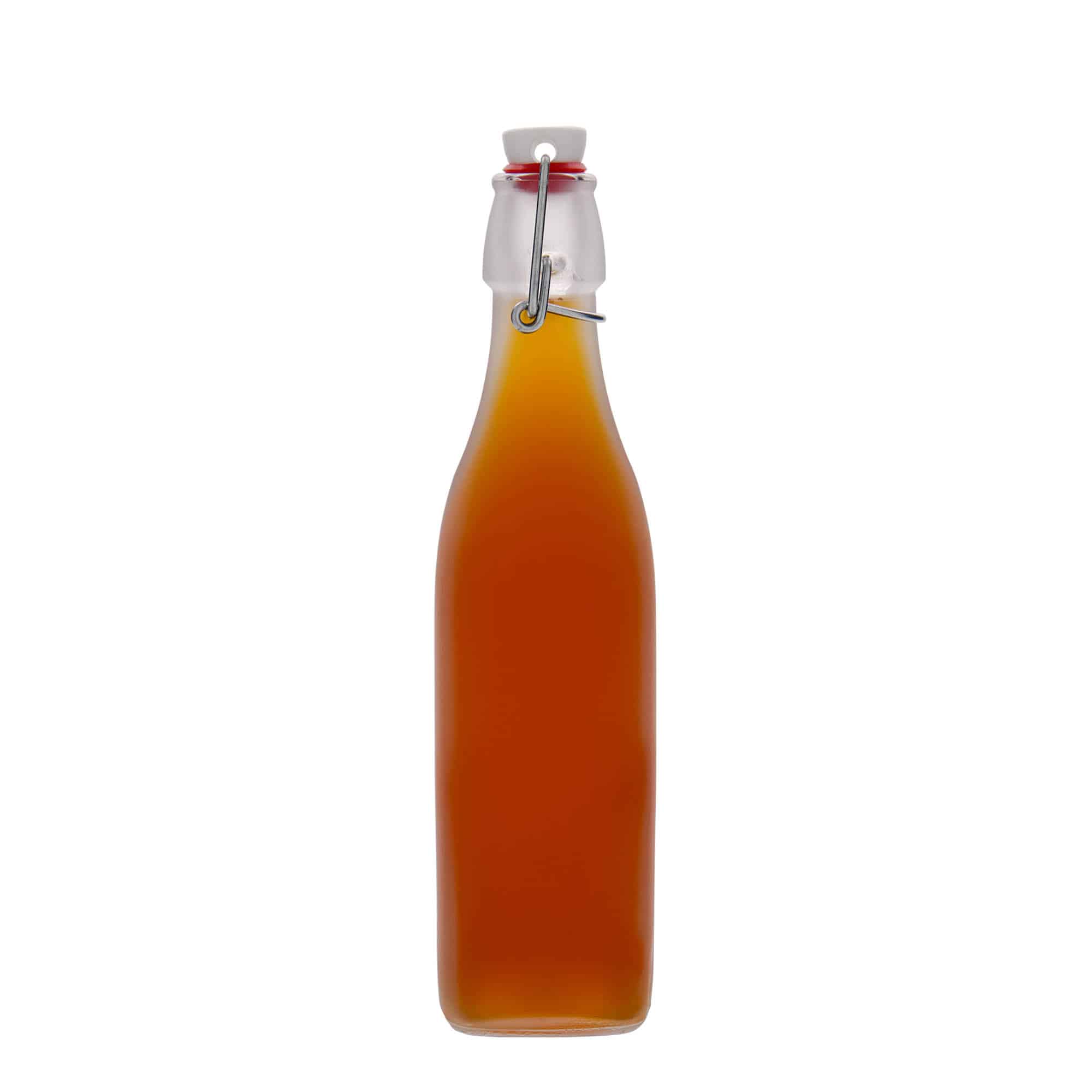 500 ml glasflaska 'Swing', kvadratisk, vit, mynning: patentkork