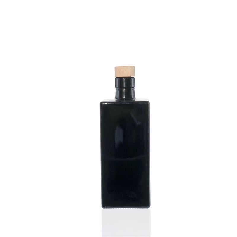 500 ml glasflaska 'Raphaela', kvadratisk, svart, mynning: kork