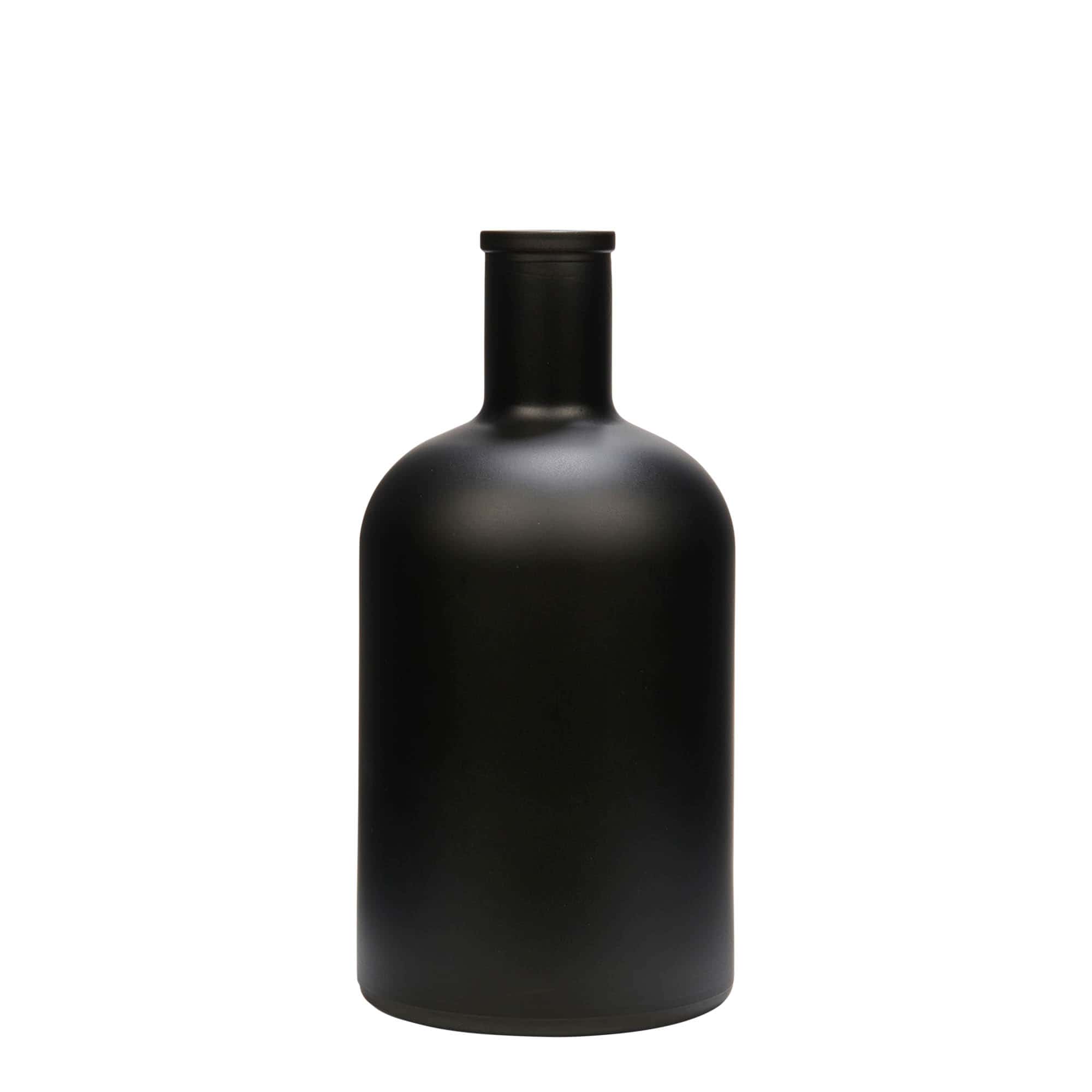 700 ml glasflaska 'Gerardino', svart, mynning: kork