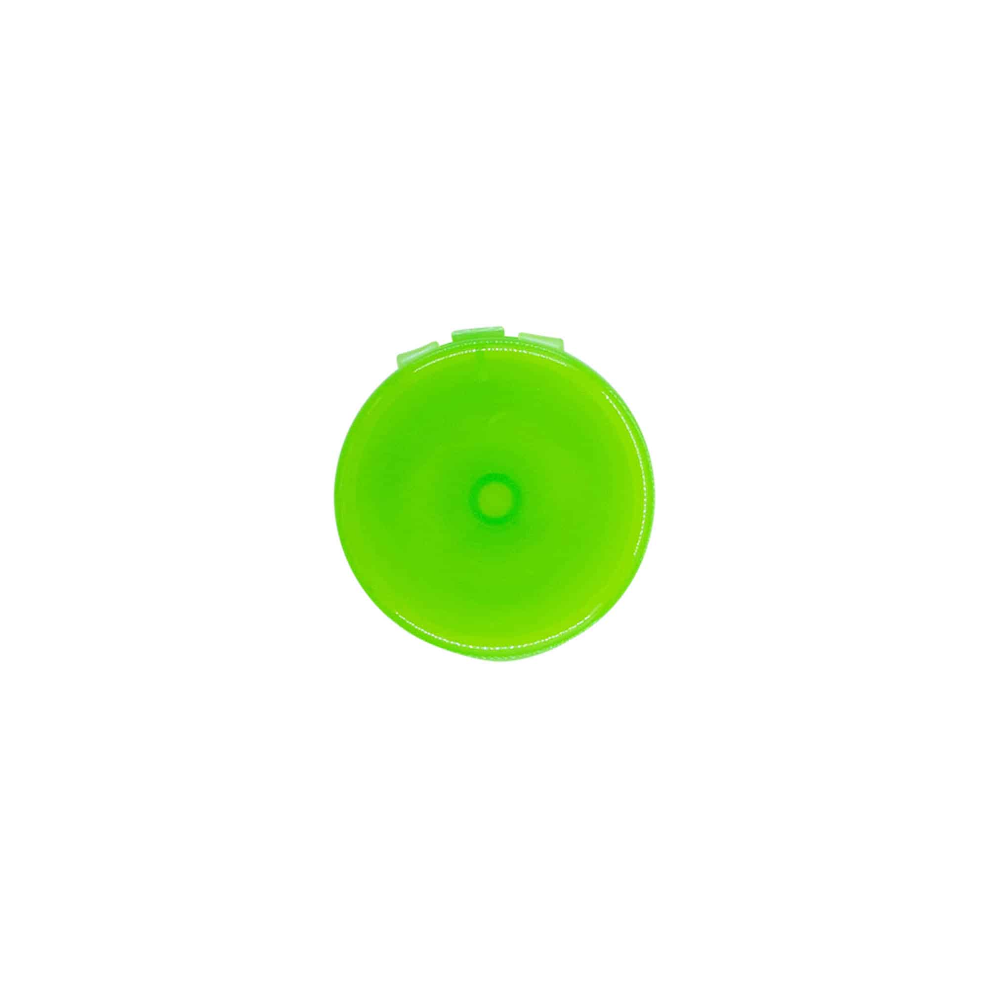 Skruvkapsel gångjärnslock, PP-plast, grön, för mynning: GPI 24/410