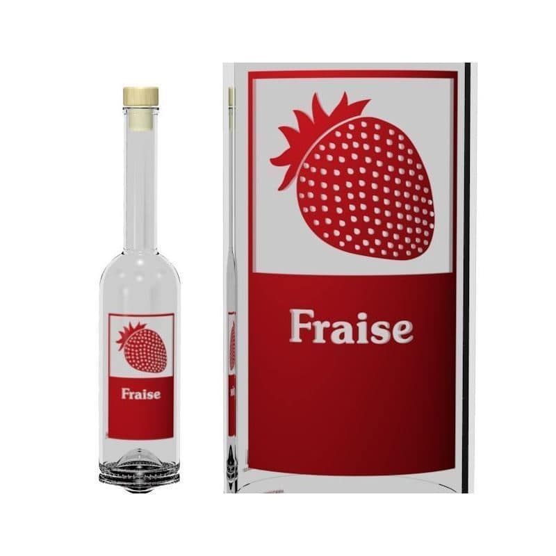 500 ml glasflaska 'Opera', motiv: Fraise, mynning: kork