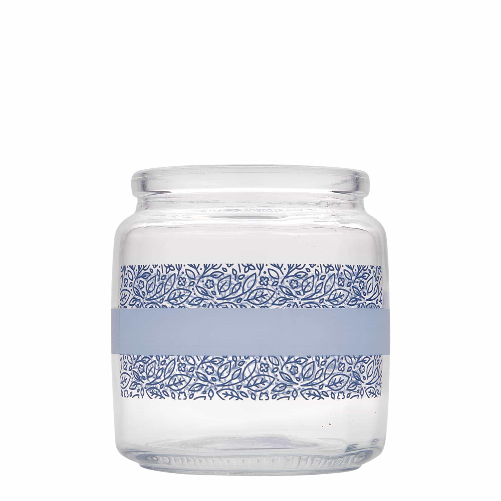 750 ml glasburk med korklock 'Giara', motiv: Naturalmente blu, mynning: kork