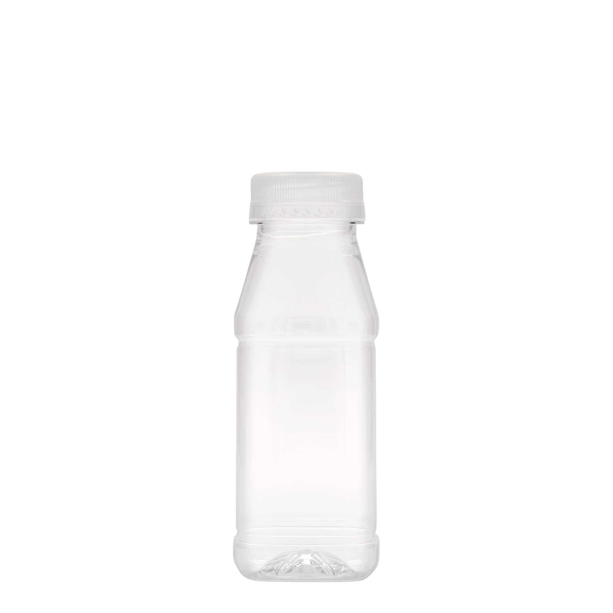 250 ml PET-flaska 'Milk and Juice Carré', kvadratisk, plast, mynning: 38 mm