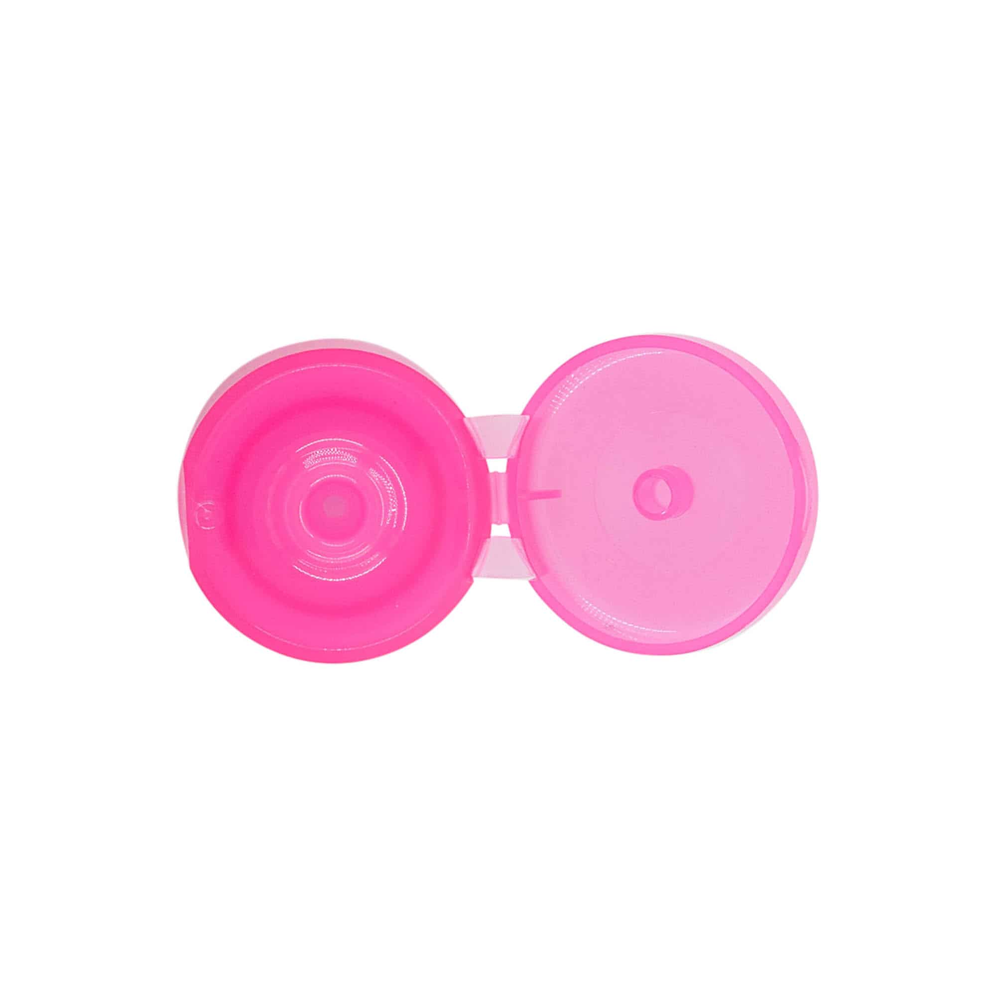 Skruvkapsel gångjärnslock, PP-plast, rosa, för mynning: GPI 24/410