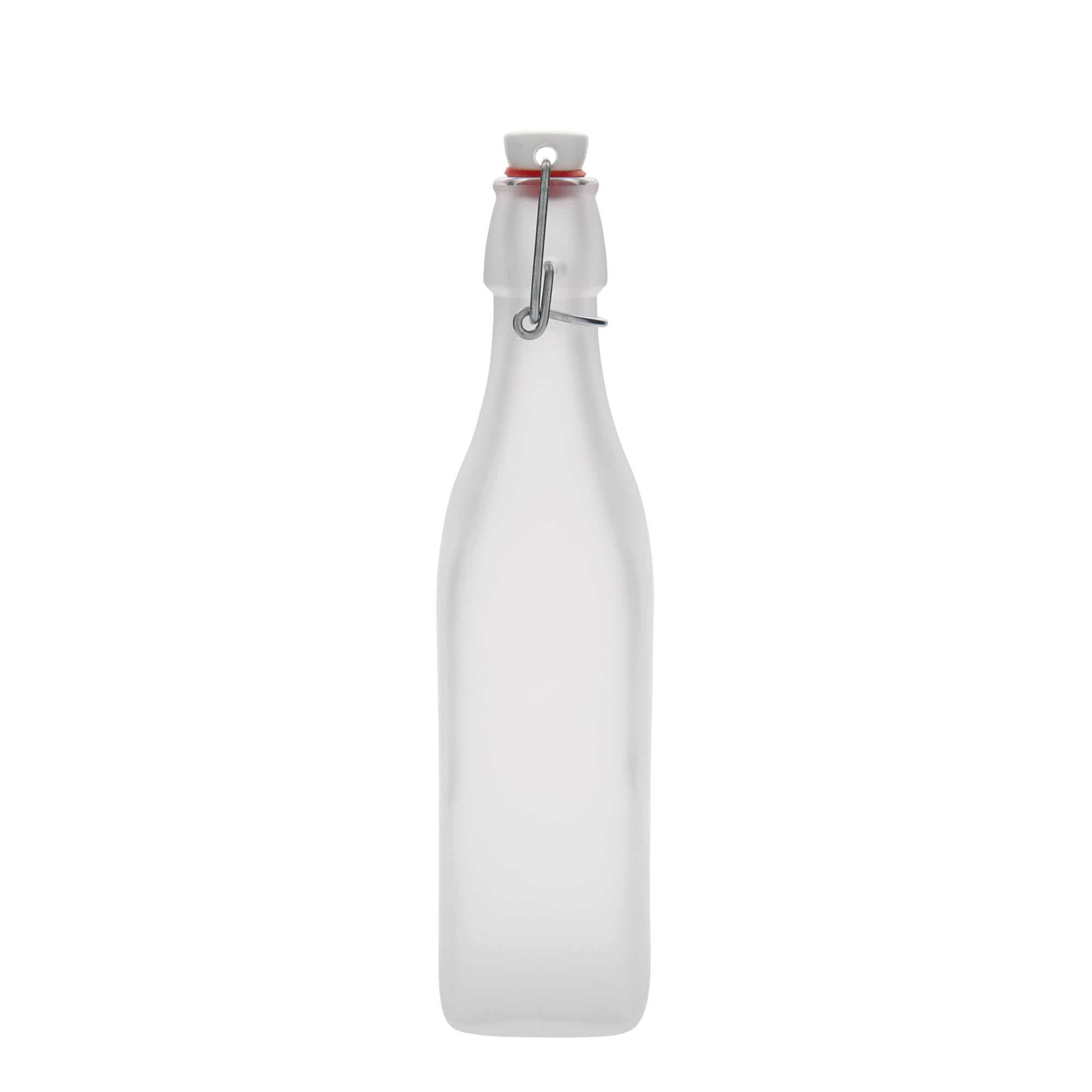 500 ml glasflaska 'Swing', kvadratisk, vit, mynning: patentkork