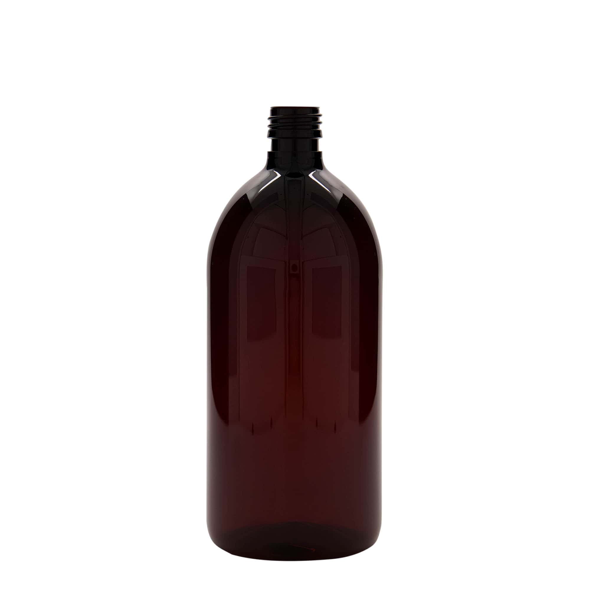 1 000 ml PET-medicinflaska, brun, plast, mynning: PP 28