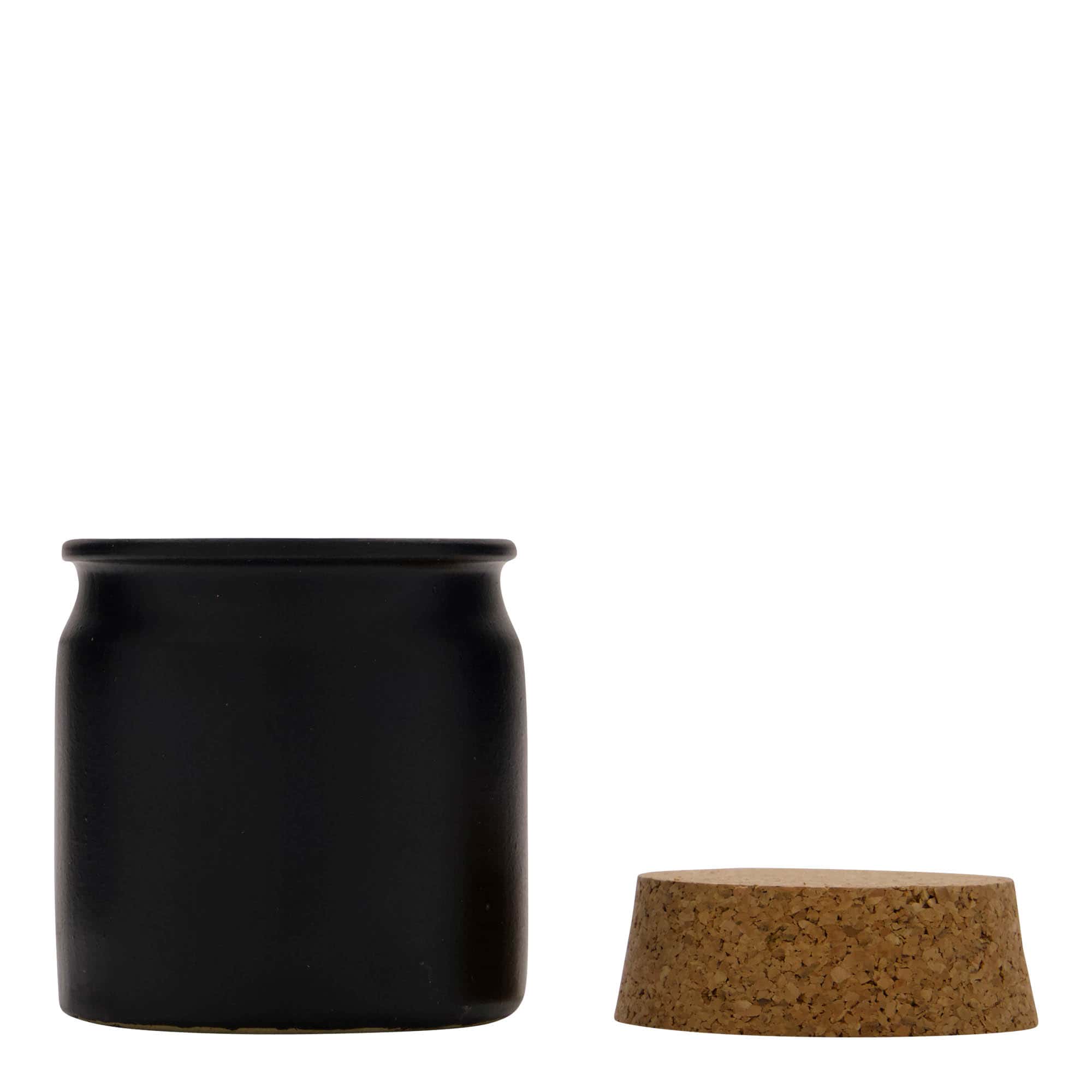 160 ml stengodsburk, keramik, svart, mynning: kork