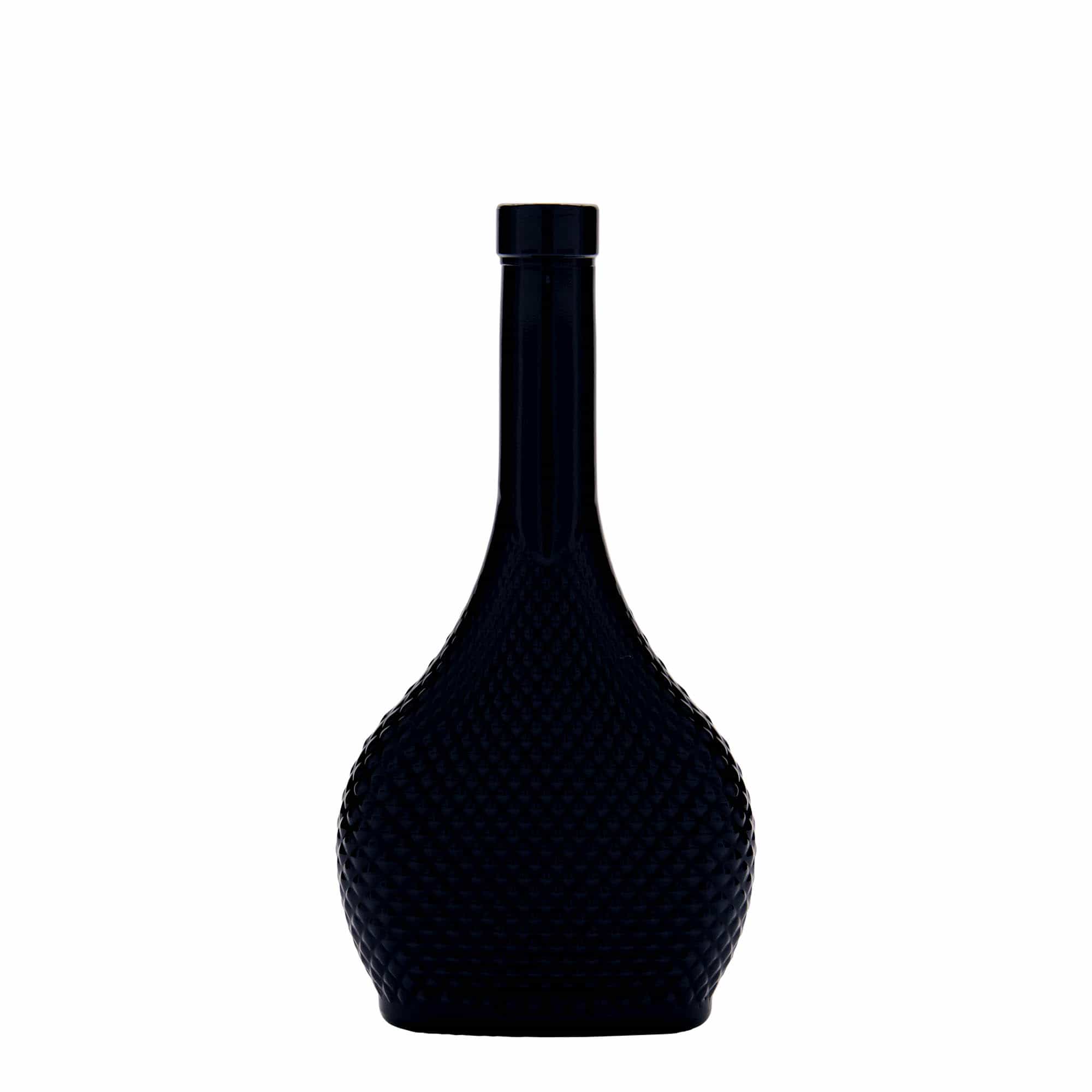 200 ml glasflaska 'Contessa Diamante', oval, svart, mynning: kork