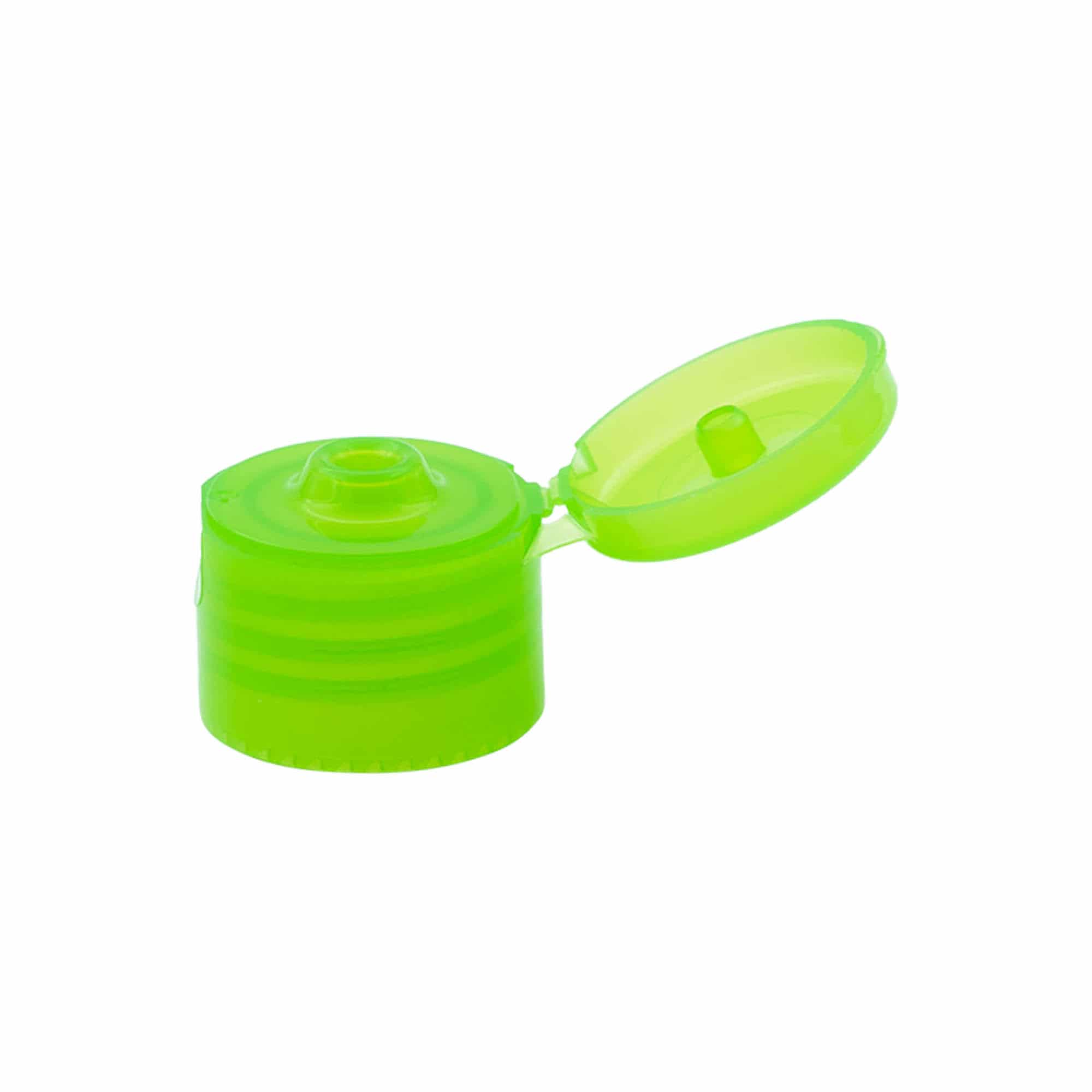 Skruvkapsel gångjärnslock, PP-plast, grön, för mynning: GPI 24/410