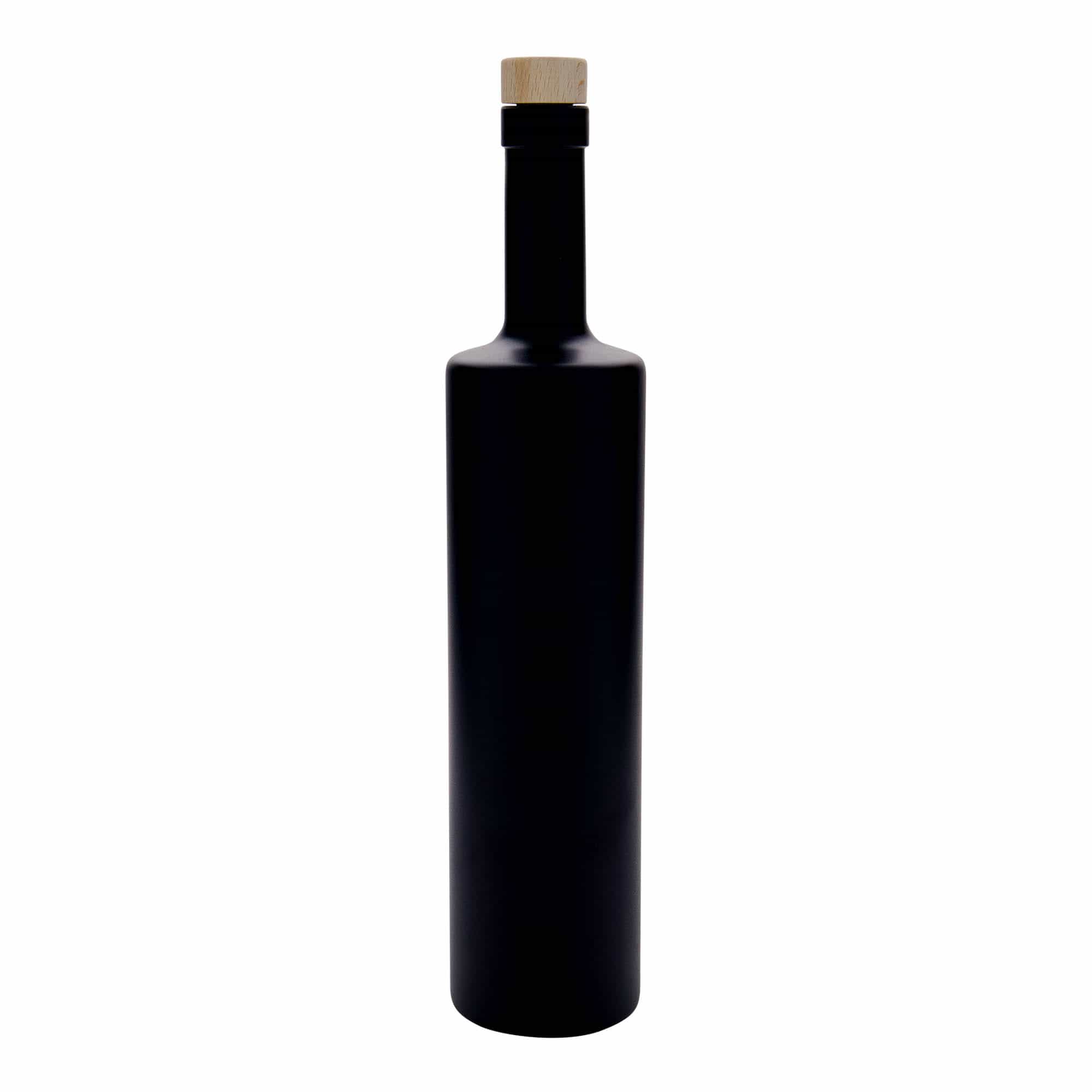 700 ml glasflaska 'Centurio', svart, mynning: kork