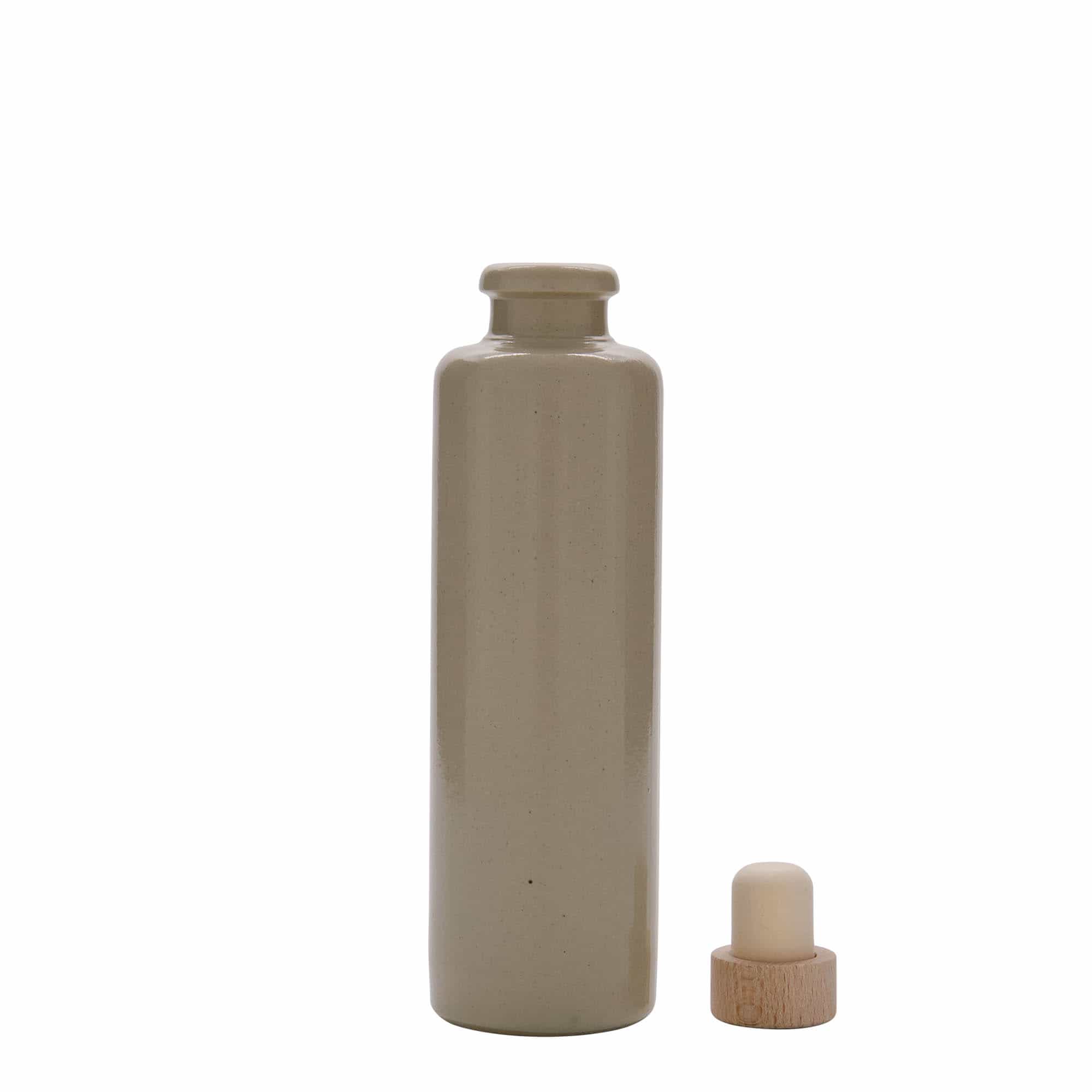 200 ml lerkrus, stengods, beige, mynning: kork