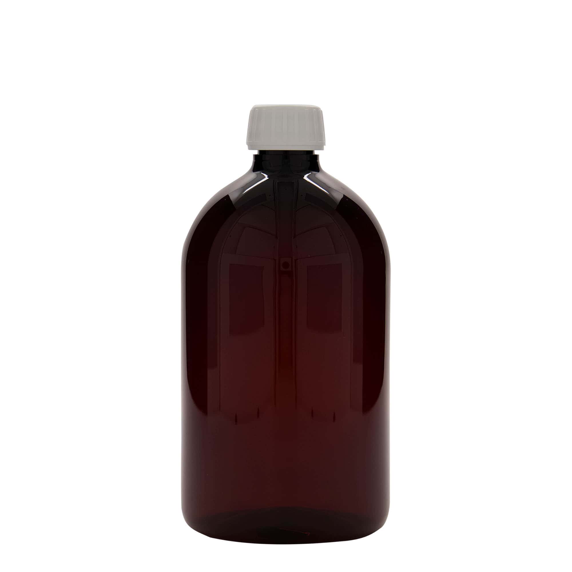 1 000 ml PET-medicinflaska, brun, plast, mynning: PP 28