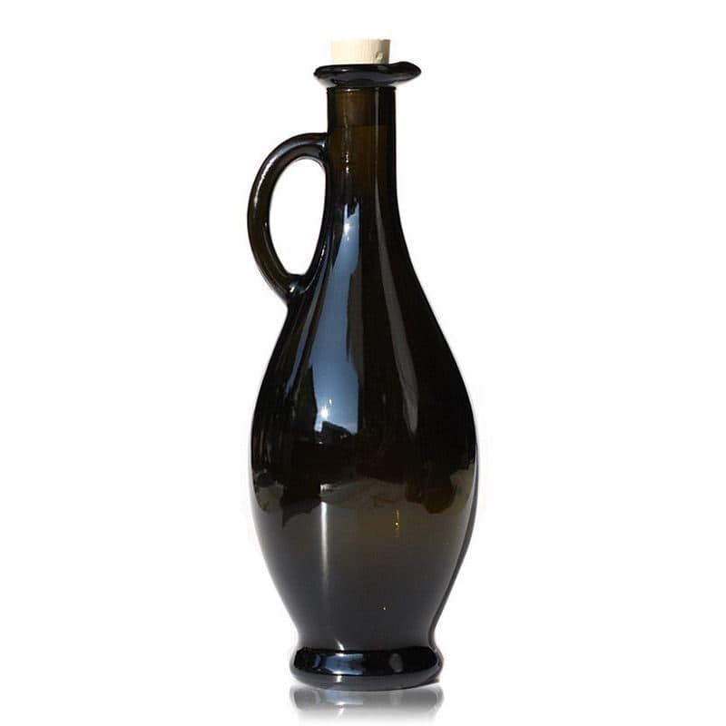 500 ml vinäger-/oljeflaska 'Egizia', antikgrön, mynning: kork