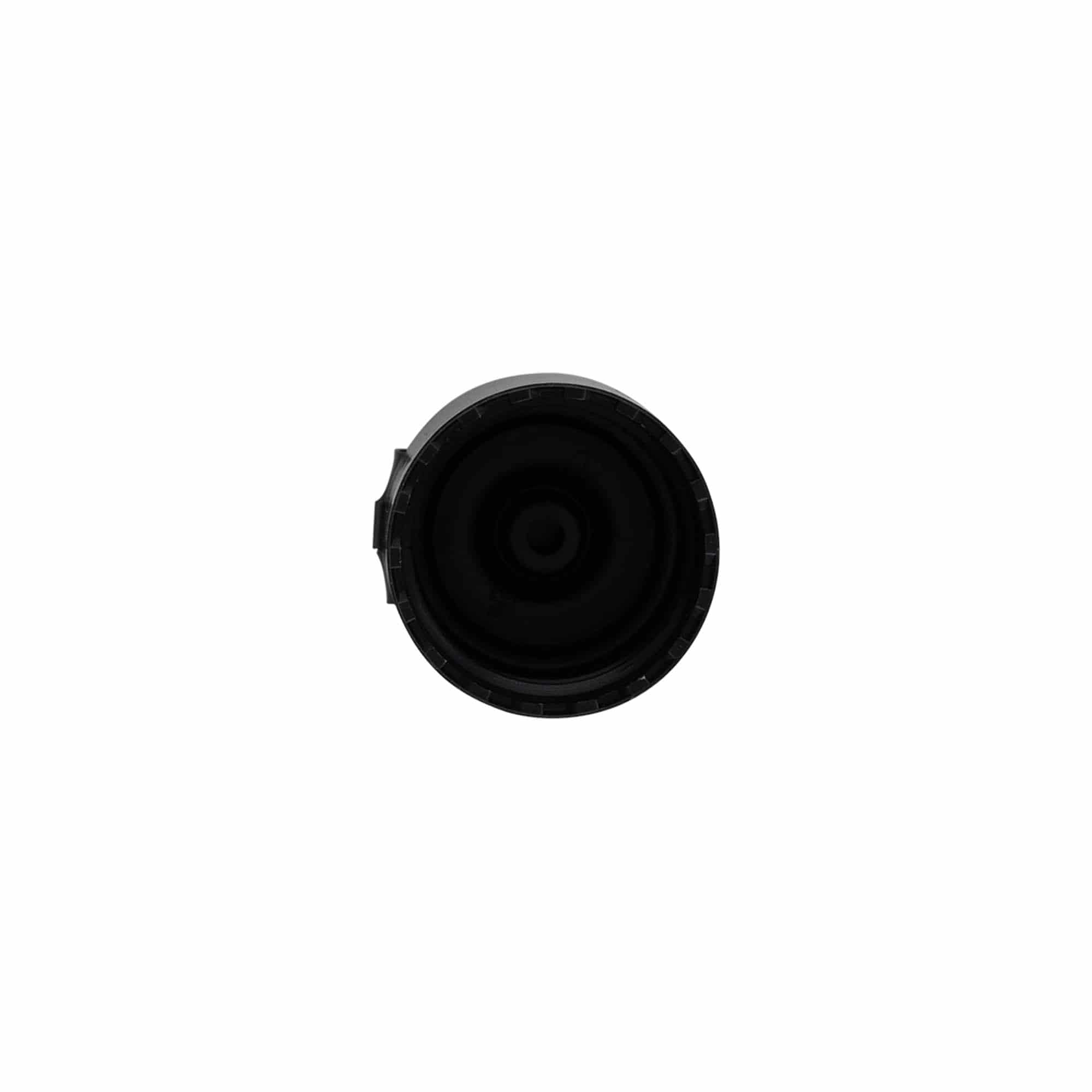 Skruvkapsel gångjärnslock, PP-plast, svart, för mynning: GPI 24/410