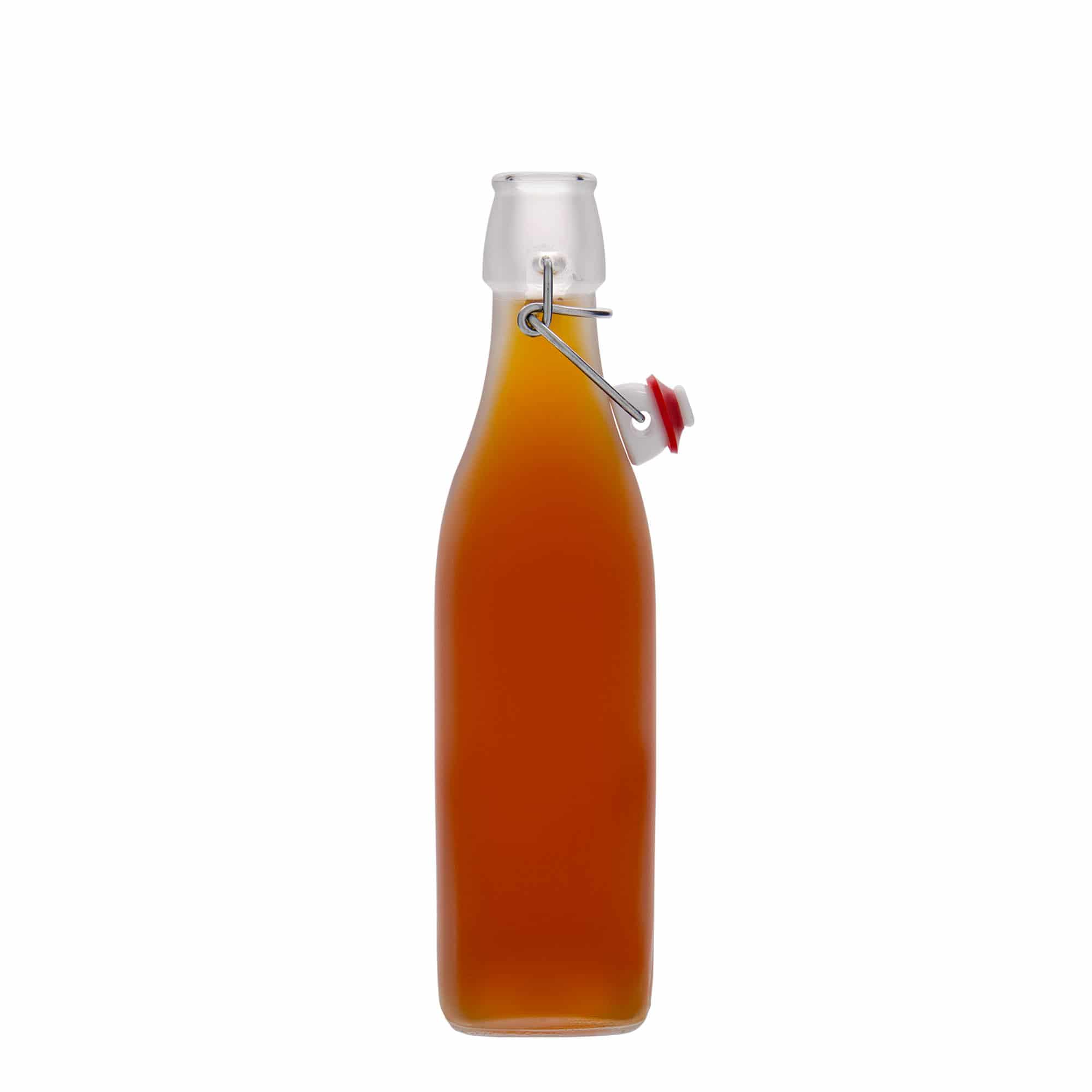 500 ml glasflaska 'Swing', kvadratisk, vit, mynning: patentkork