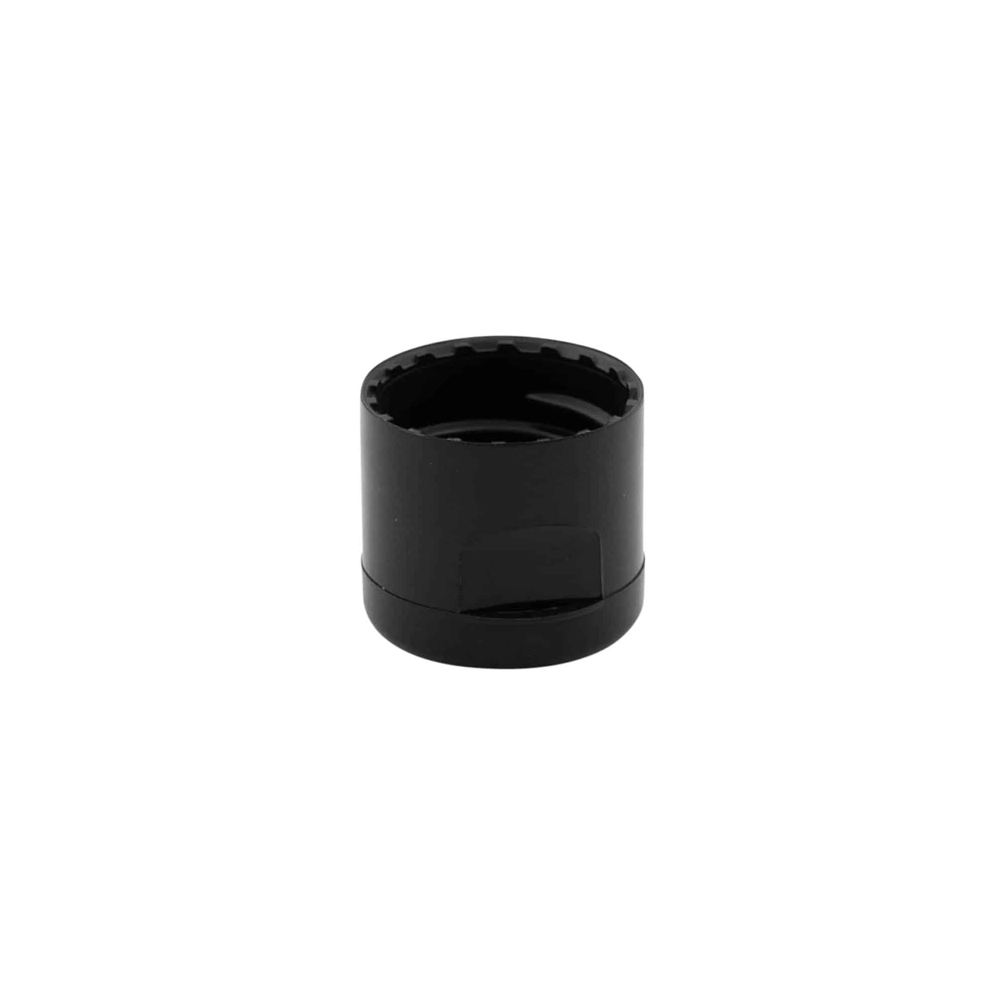 Skruvkapsel gångjärnslock, PP-plast, svart, för mynning: GPI 20/410