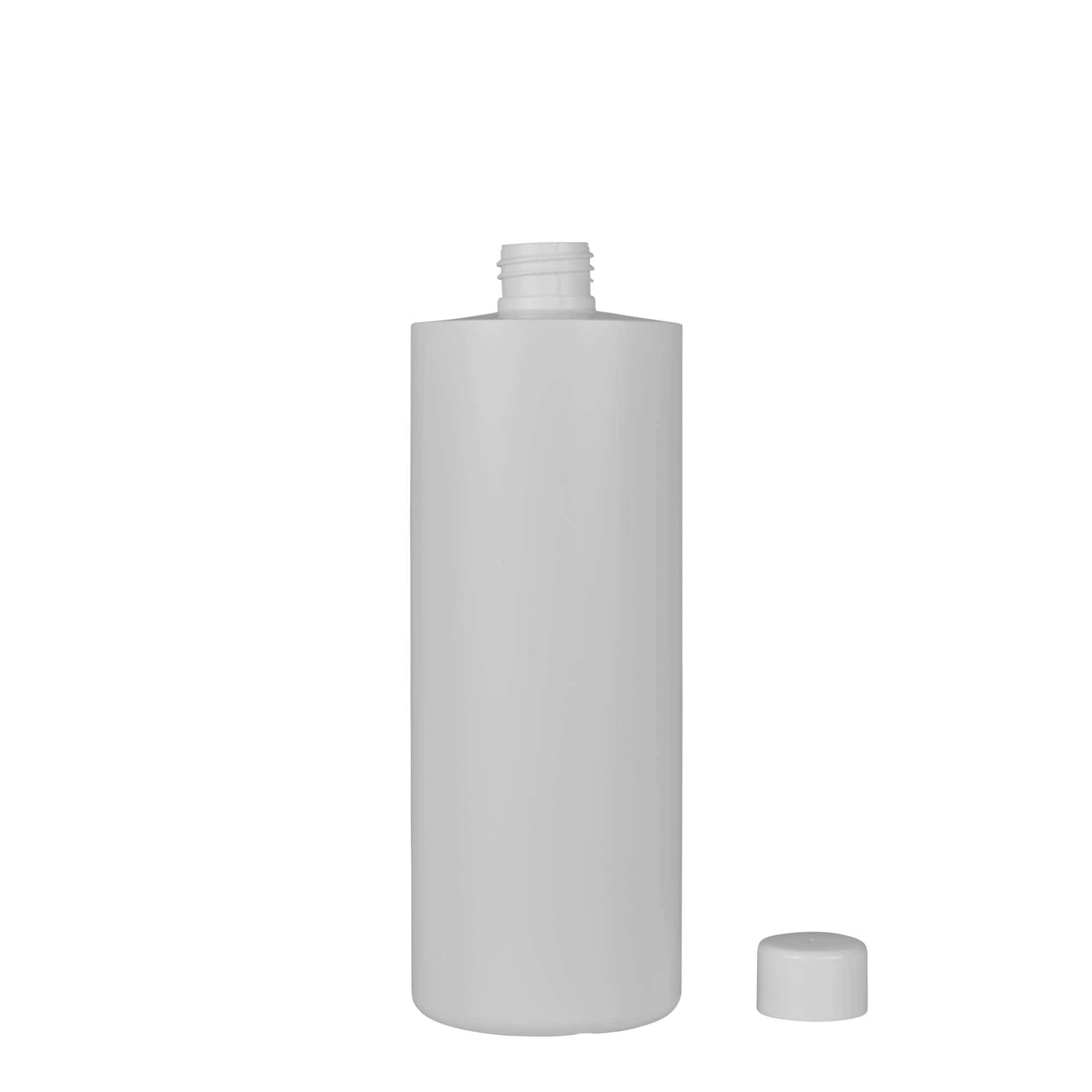 500 ml plastflaska 'Pipe', grön HDPE, vit, mynning: GPI 24/410
