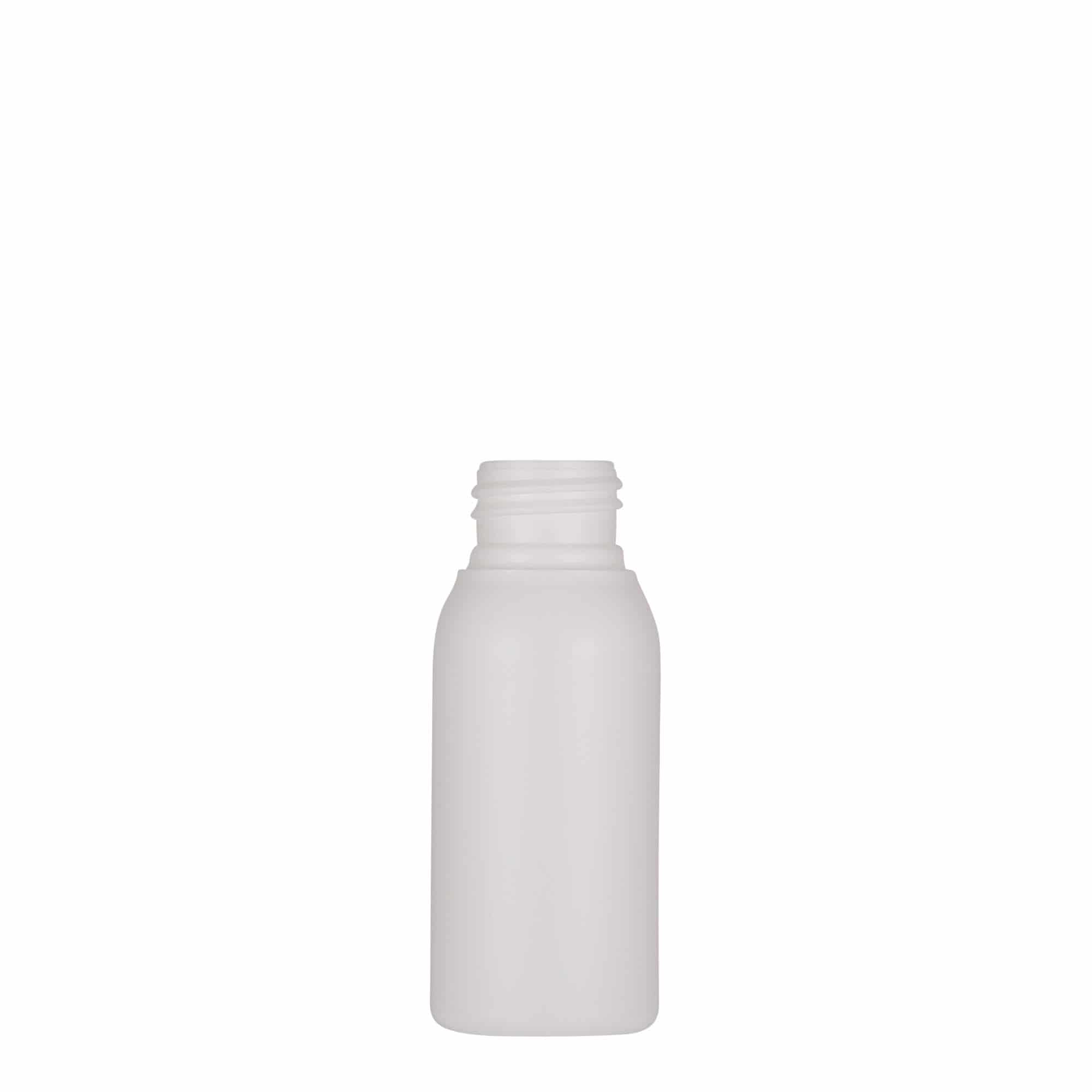 50 ml plastflaska 'Tuffy', HDPE, vit, mynning: GPI 24/410