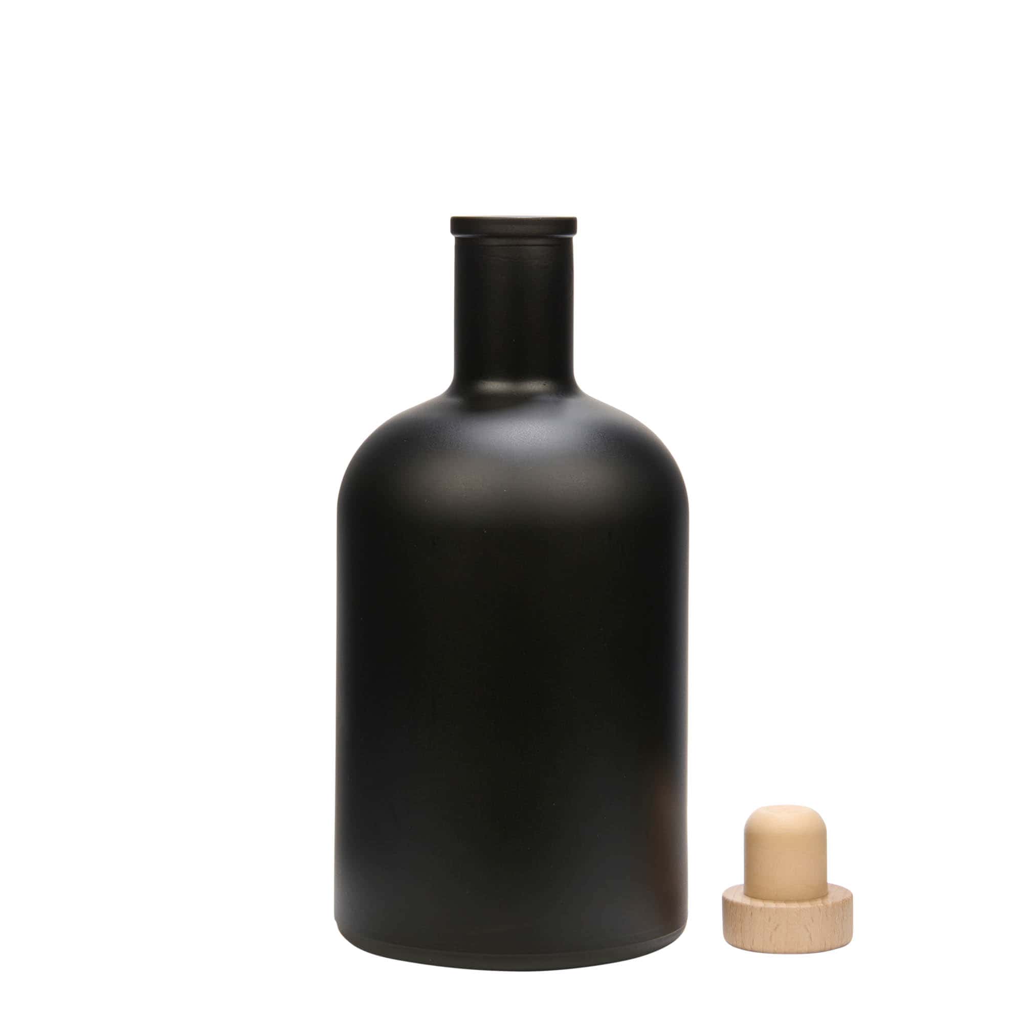 700 ml glasflaska 'Gerardino', svart, mynning: kork