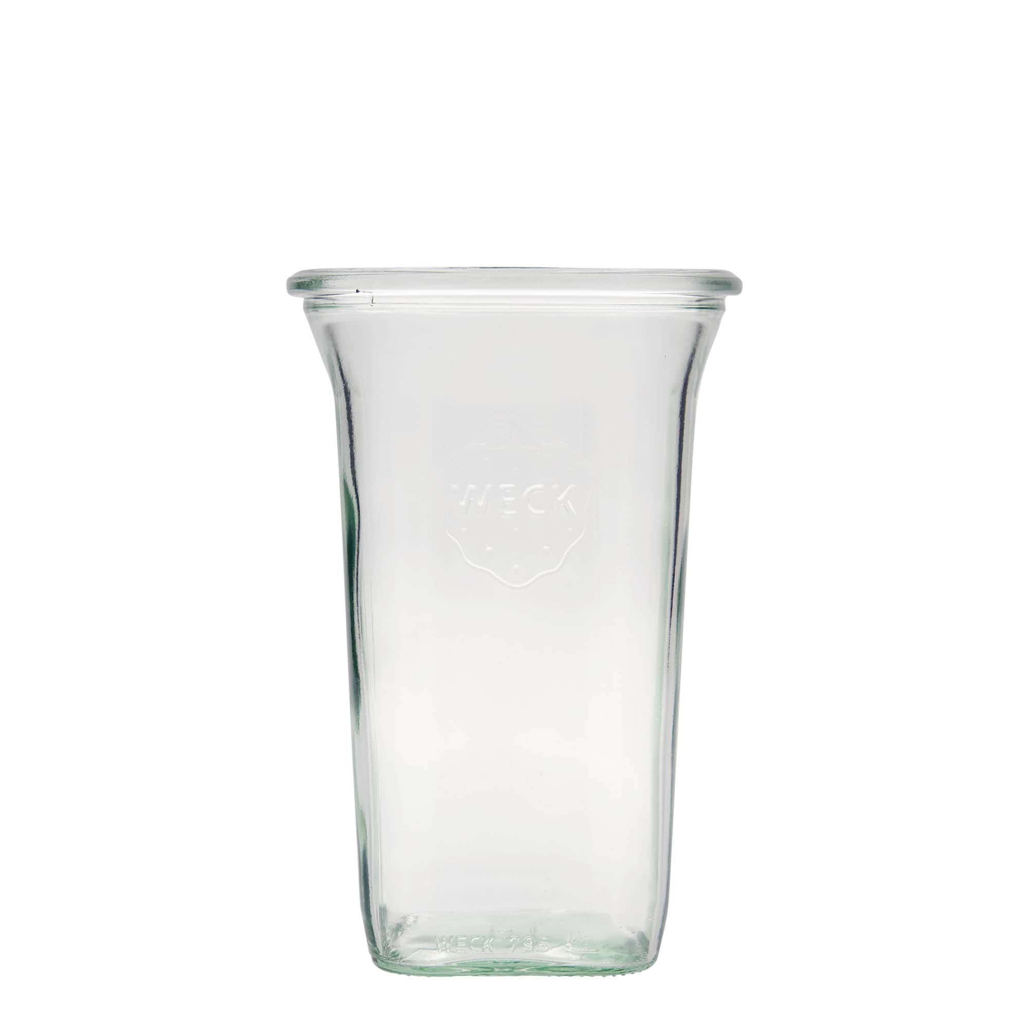 795 ml WECK-quadroglas, kvadratisk, plast, mynning: rund kant